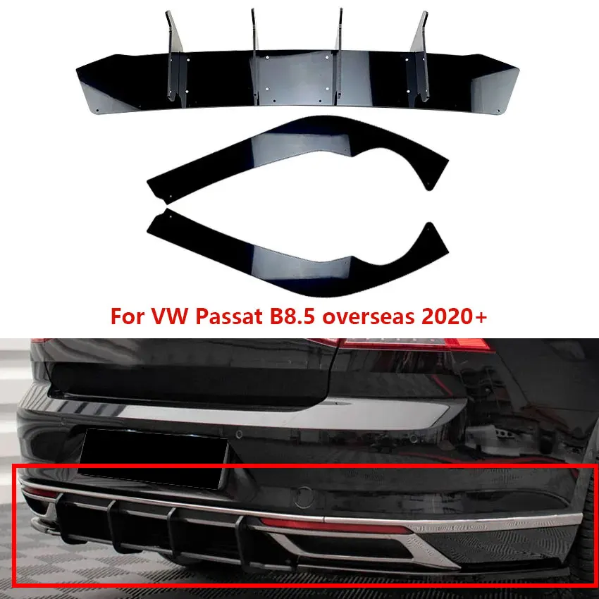 

Автомобильный задний бампер, спойлер для VW Passat B8.5 за рубежом 2020 + заднее ветровое лезвие, глянцевый черный Модифицированный корпус, защитные аксессуары