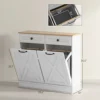 Homcom Double Tilt Out Laundry Hamper Cabinet with 2 Removable Baskets and 2 Drawers, Bathroom Storage Cabinet, White 3