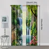 2pc, Window Curtains Beautiful forest waterfall scenery Durable 100% Polyester Fabric,Without Electricity Spring Party & Holiday 4
