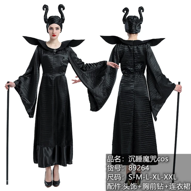 Disfraz de maléfica de la película de Disney para mujer, ropa de Cosplay de  bruja maléfica, traje de casco, disfraces de fiesta de Halloween para mujer  - AliExpress