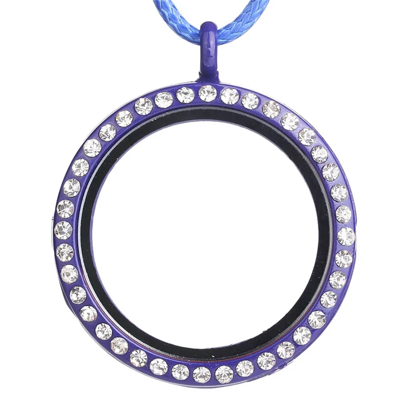 10PCS Plain Round Rhinestone Paint Finish Floating Locket Alloy Pendant Charm Jewelry DIY Making Necklace Keychain For Women Men