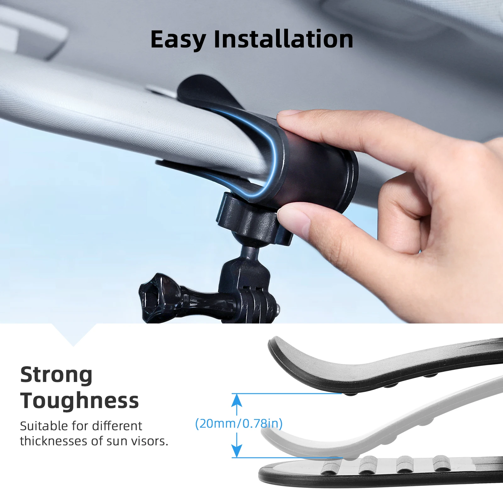 Insta360 액세서리 용 Vamson Insta360 X3 One X2 GoPro Hero 12 11 10 9 8 7 스마트 폰 액세서리 용 자동차 선 바이저 마운트