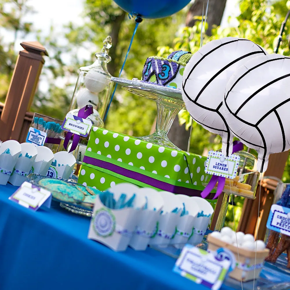 10 Pack Volleyball Party Balloons - 18 Inch Foil Mylar Sports Theme Decorations