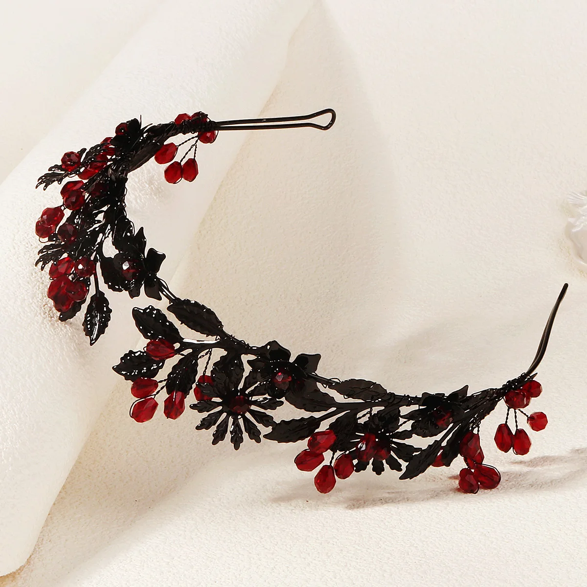 Hair Accessory Hair Headdress Hair Band Crown Bridal Headwear Fashion Black Diablo Handmade Crown Halloween Church Party Headdress Hairband Crystal Beaded Tiara Holiday Gift for Friends