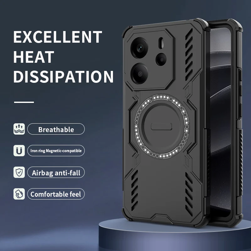 Enhanced Magnetic Armor Wireless Charging Phone Case Cover