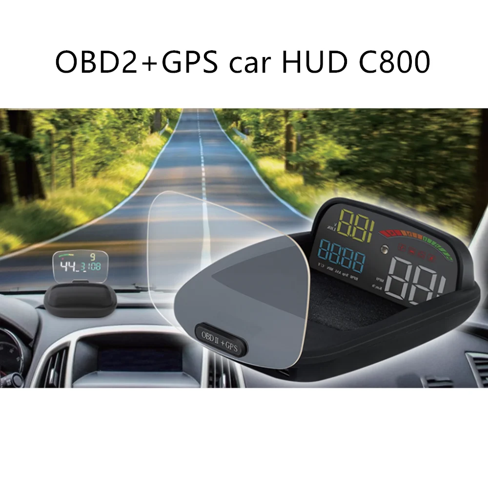 ZQKJ-C800 HUD OBD2  GPS  ý ڵ ӵ RPM  Һ  溸, ׼ Ʈ   ÷