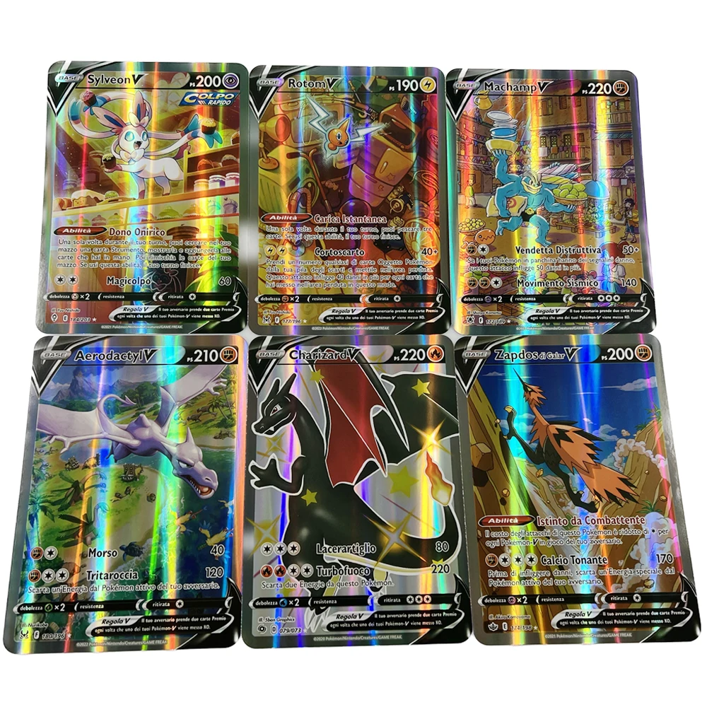 Cartões Pokémon VSTAR Oversize Charizard Mew Vmax Gx V Cartão de Jogo para  Criança, Cartão Italiano, 5-100Pcs - AliExpress