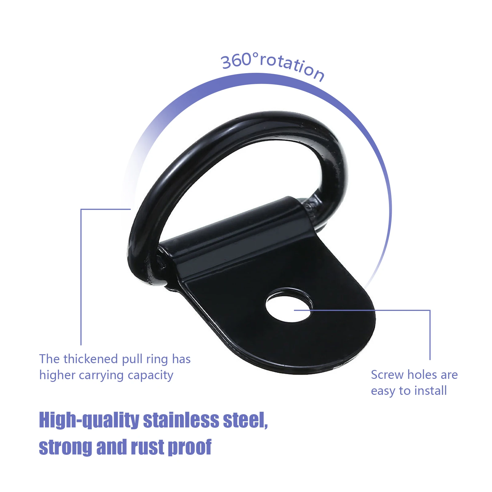 Cargo Tie Down Ring 10pcs Stainless Steel D Shape Pull Hook Tie Down Anchors Ring Iron Cargo Tie Down Ring for Truck Trailers RV Boats Accessories