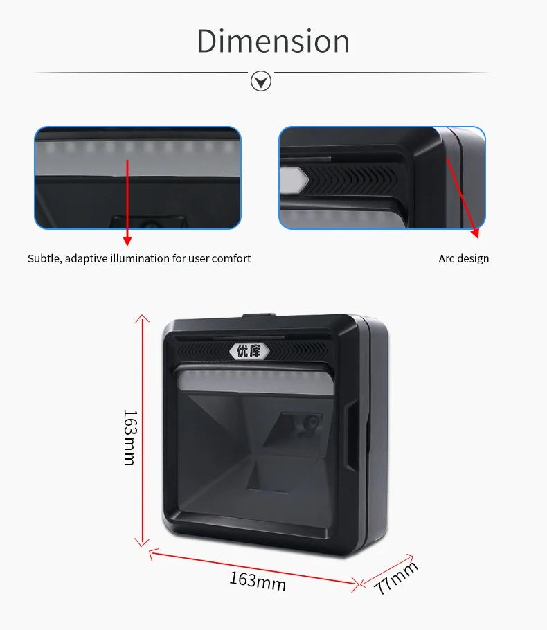 Barcode Scanner Gigante Omnidirectional Scanner Apresentação Desktop 2d qr 1d Retail Superme Usb Gigante Mp8000best - Imagem 2