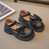 2024 Summer Fashionable Cute Round Toe Breathable Bow Sandals Comfortable Solid Color Casual Girls Lightweight Walking Shoes 3