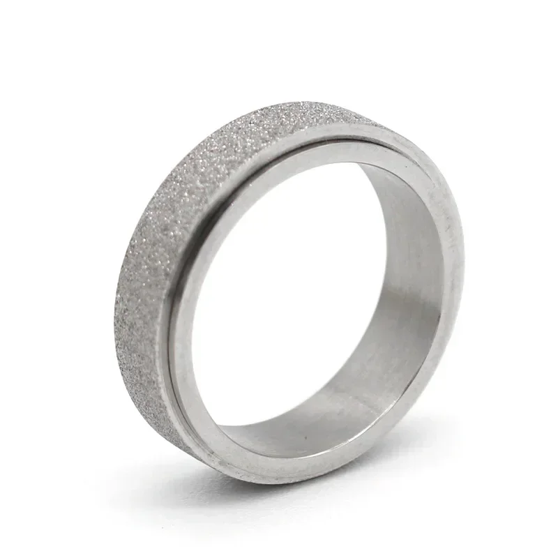 Fidget Rings Stainless Steel Anxiety Moon Spinner Rings Trendy Rotate Freely Anti Stress Jewelry Men Women