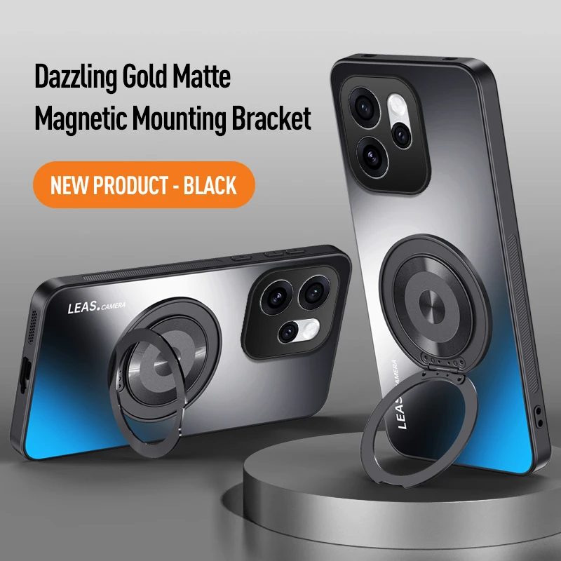 Magnetic Hard Matte Protective Phone Case with Ring Stand and Shockproof Bumper