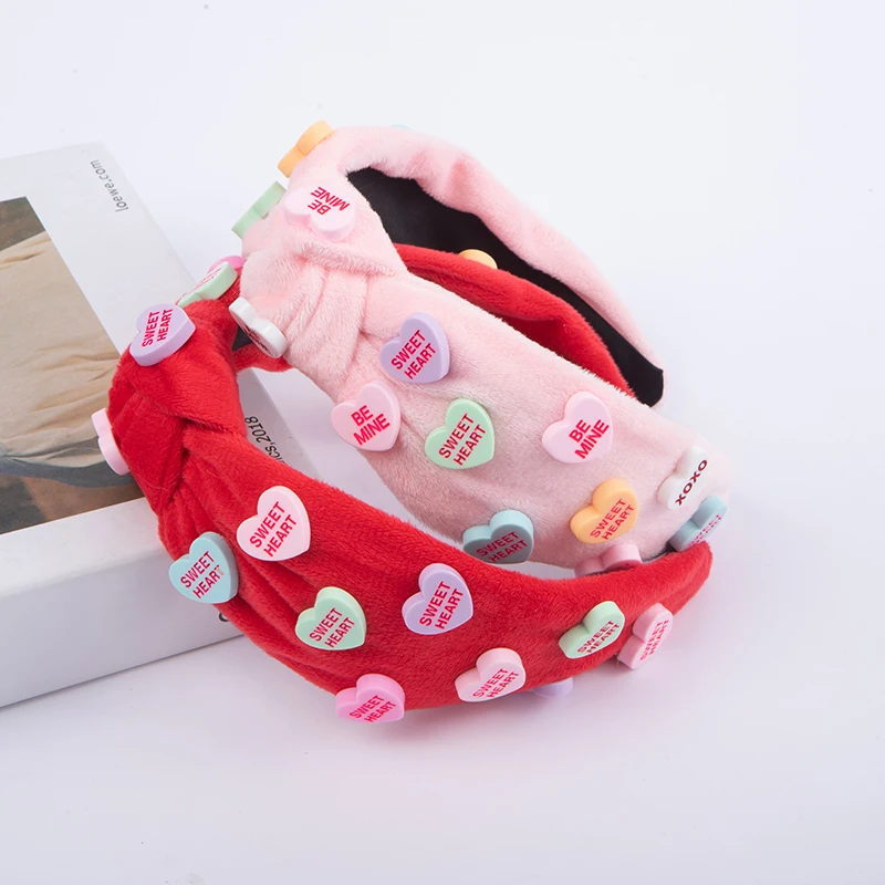 2024 Valentine's Day fashion red pink solid color knot wide edge candy color headband cross-border hot рок spinefarm bullet for my valentine bullet for my valentine solid gold