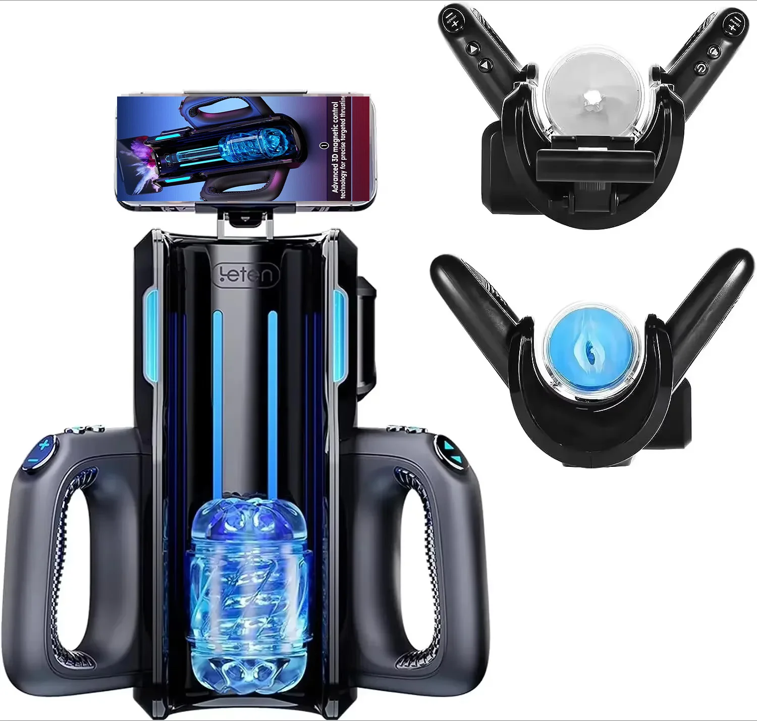 Dual Handles Leten King Sex Machine Electric Thrusting Male Masturbator Orgasm Adult Toys 2 Soft Sleeve Voice Penis Stimulator