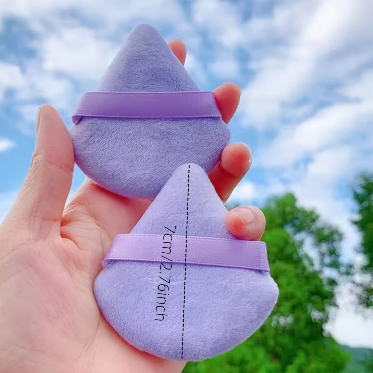 21개 파우더 퍼프 - 루즈 파우더 및 프레스드 파우더용 삼각형 플로킹 스펀지, 얼굴/몸용 재사용 가능한 메이크업 도구(저자극성)