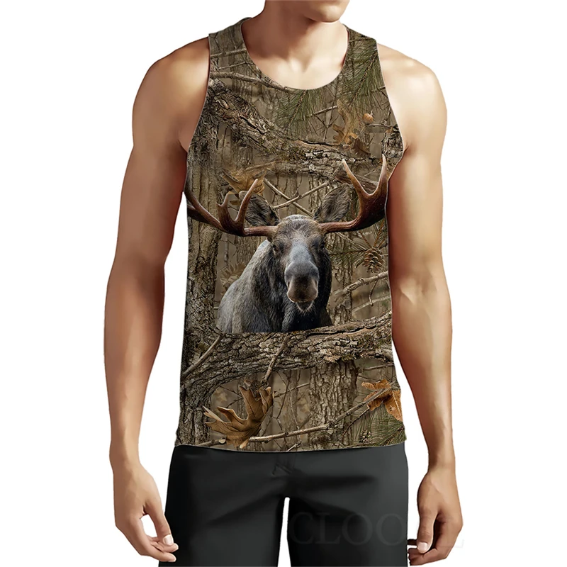

Футболка мужская камуфляжная без рукавов, Модный пуловер в уличном стиле, топ с объемным камуфляжным рисунком дикого кабана, охоты и животных, для отдыха, лето