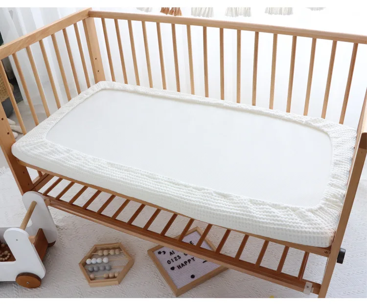 Baby Cot Fitted Sheet Big Waffle Cotton Solid Color Fitted Sheet for Newborn Cot Bed Fitted Sheets Pure Color Mattress Cover