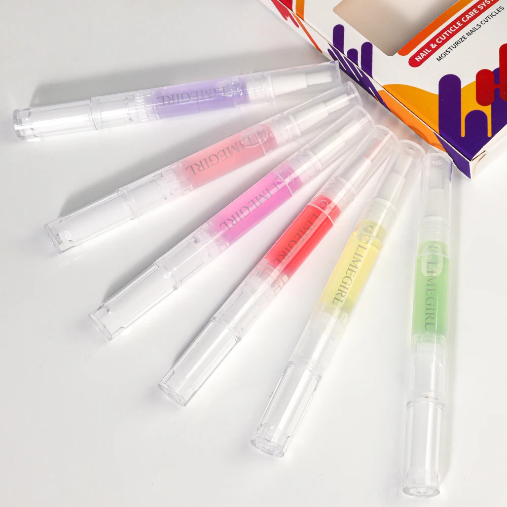 Cuticle Oil Nail Care Kit LIMEGIRL 6pcs Nutrition Oil Pen Gift Box For Nails Nourishment Dead Skin Cracks Care Product Set