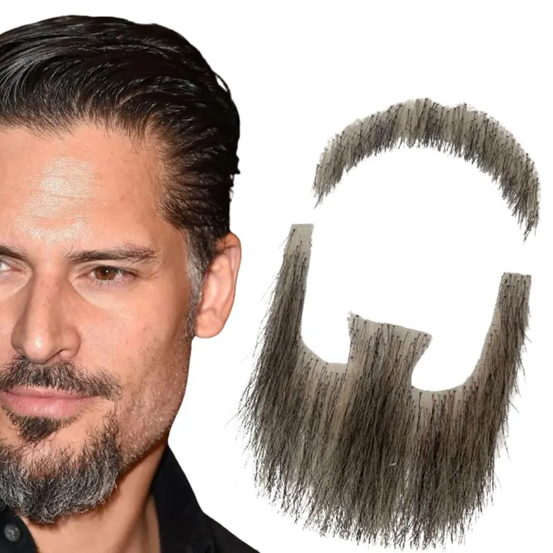 Fake Beard Realistic Human Hair Full Hand Tied Facial Hair Black Goatee False Beards Lace Invisible Fake Face Mustache