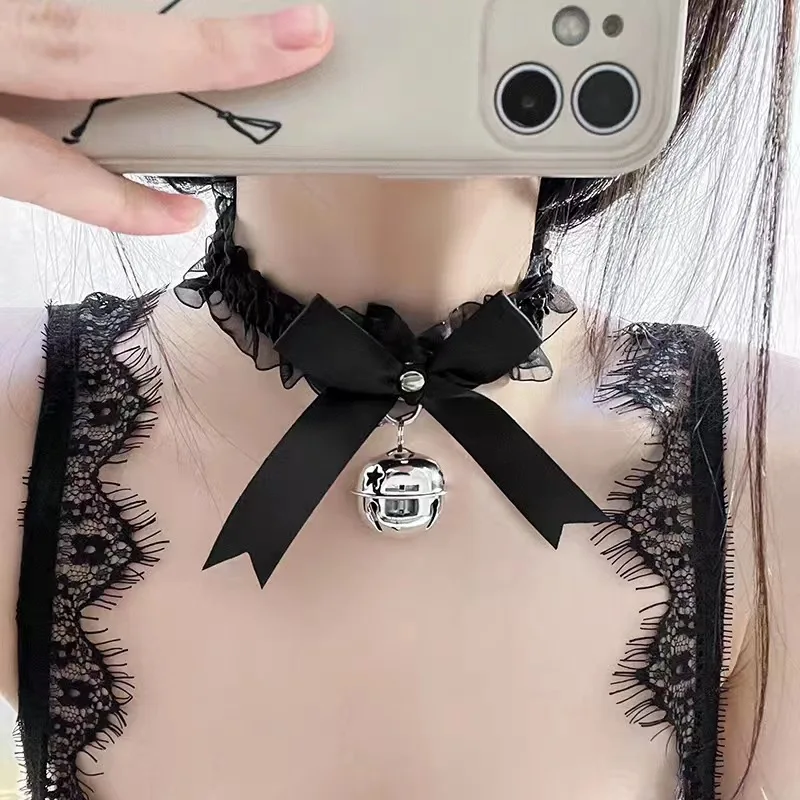 smTraining Sexy Bell Collar Bandana Sexy Lingerie Accessories Bow Necklace Flirting Sex Toy