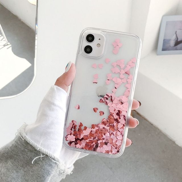 Quicksand Cover for iPhone 13 12 11 Pro Max Liquid Hard Phone Shell for iPhone 6 6S 7 8 Plus X XR XS Cute Apps Icon Case