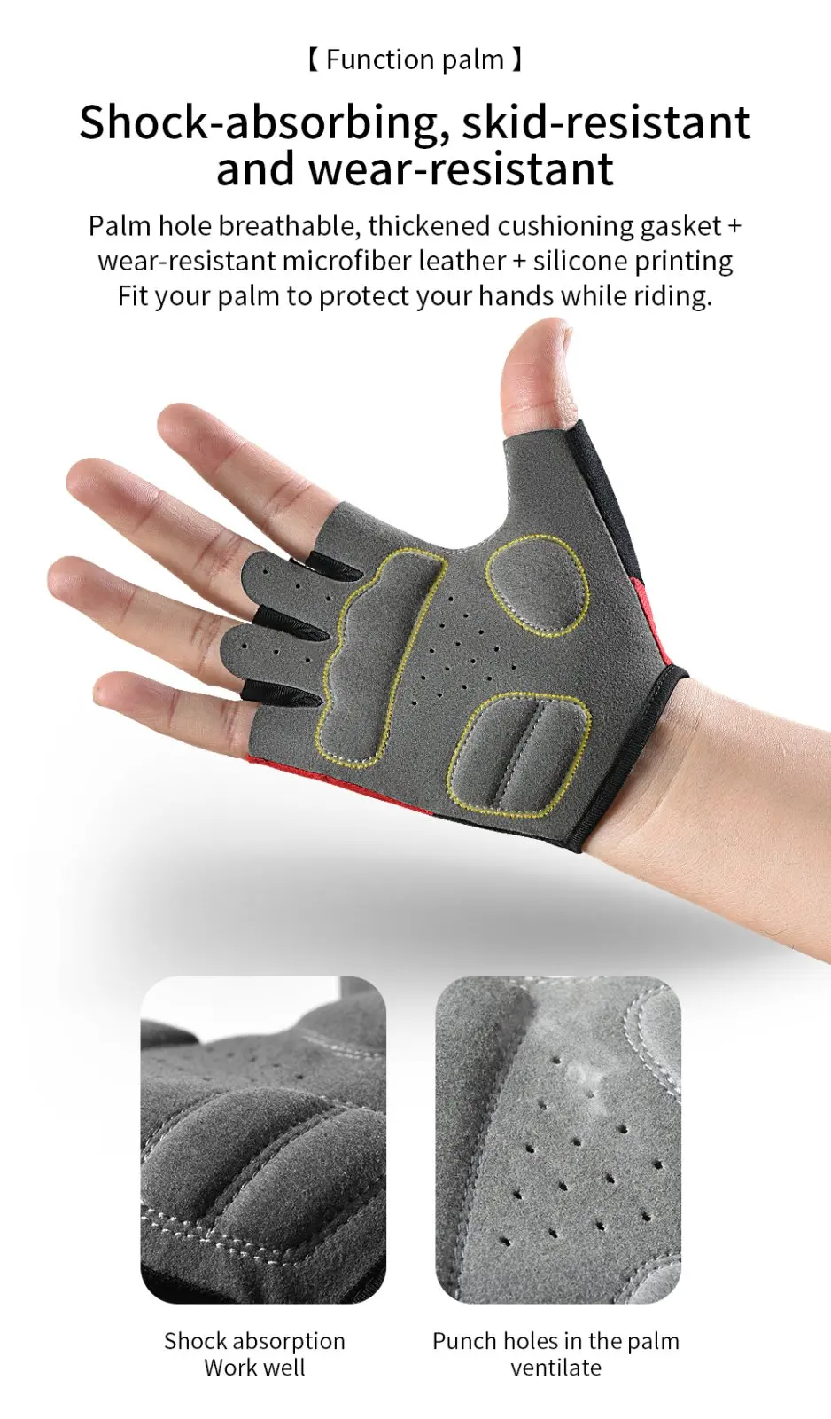 Short Finger Cycling Gloves,High Elasticity Shock Absorption Protection,Breathable Wear-Resistant Sports Spring Summer Gloves