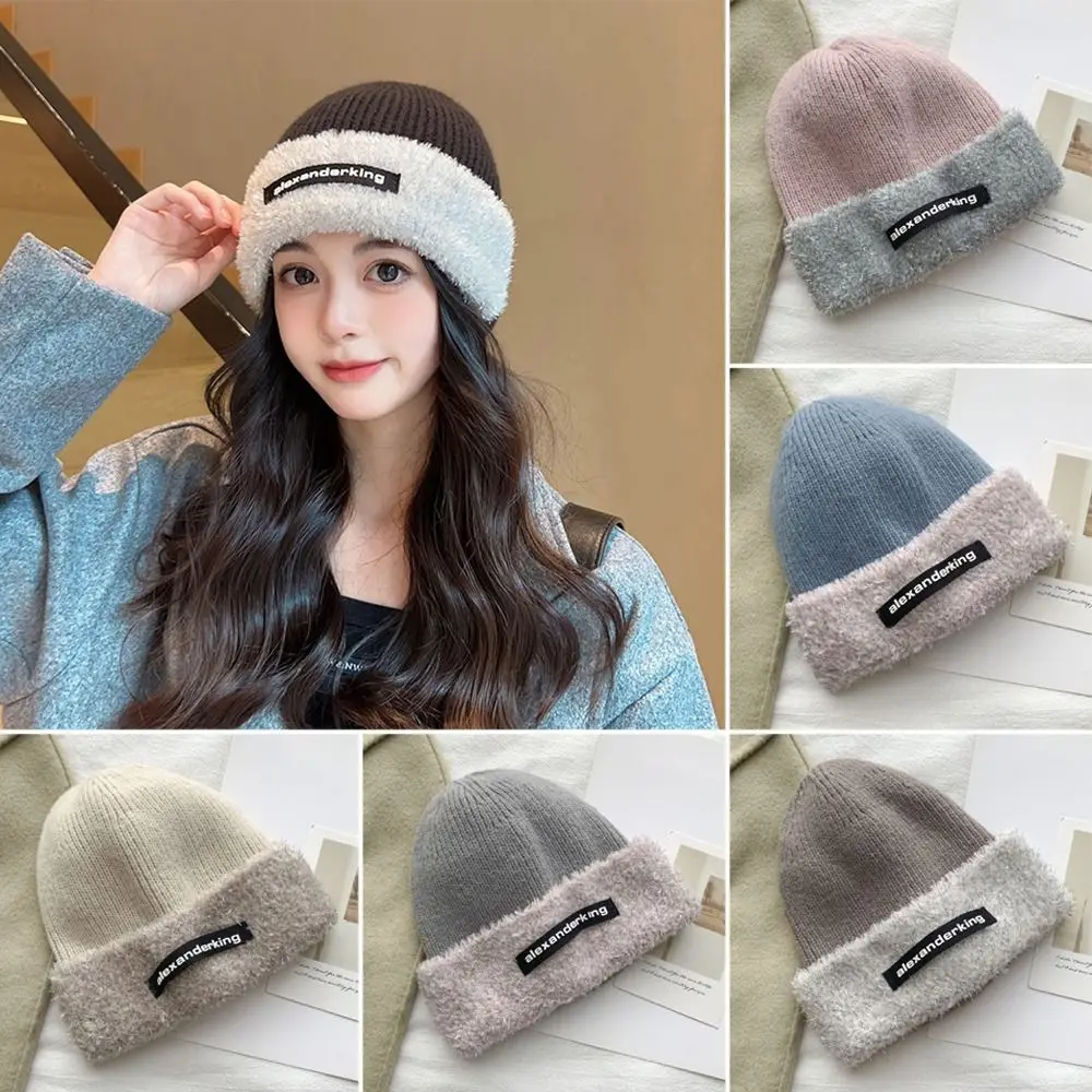 

Keep Warm Knitted Hat Stylish Thickened Lined Bonnet Caps Skullcap Winter