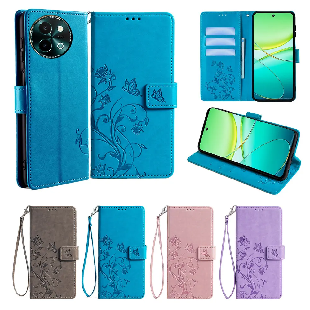 Elegant Ladies Leather Wallet Flip Case - Fashionable Book Cover Design