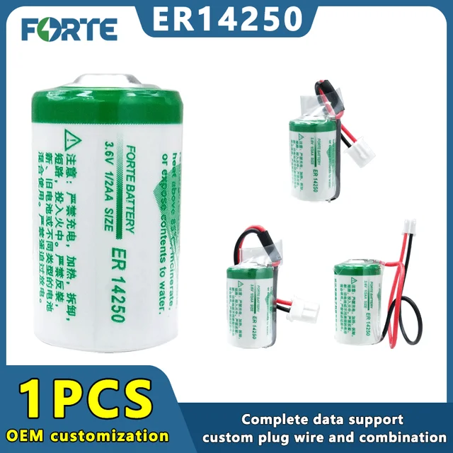 EVE ER14250 3.6V 1/2AA No Rechargeable Primary Lithium Battery For PLC  Servo Sbsolute Value Encoder Temperature Controller Probe