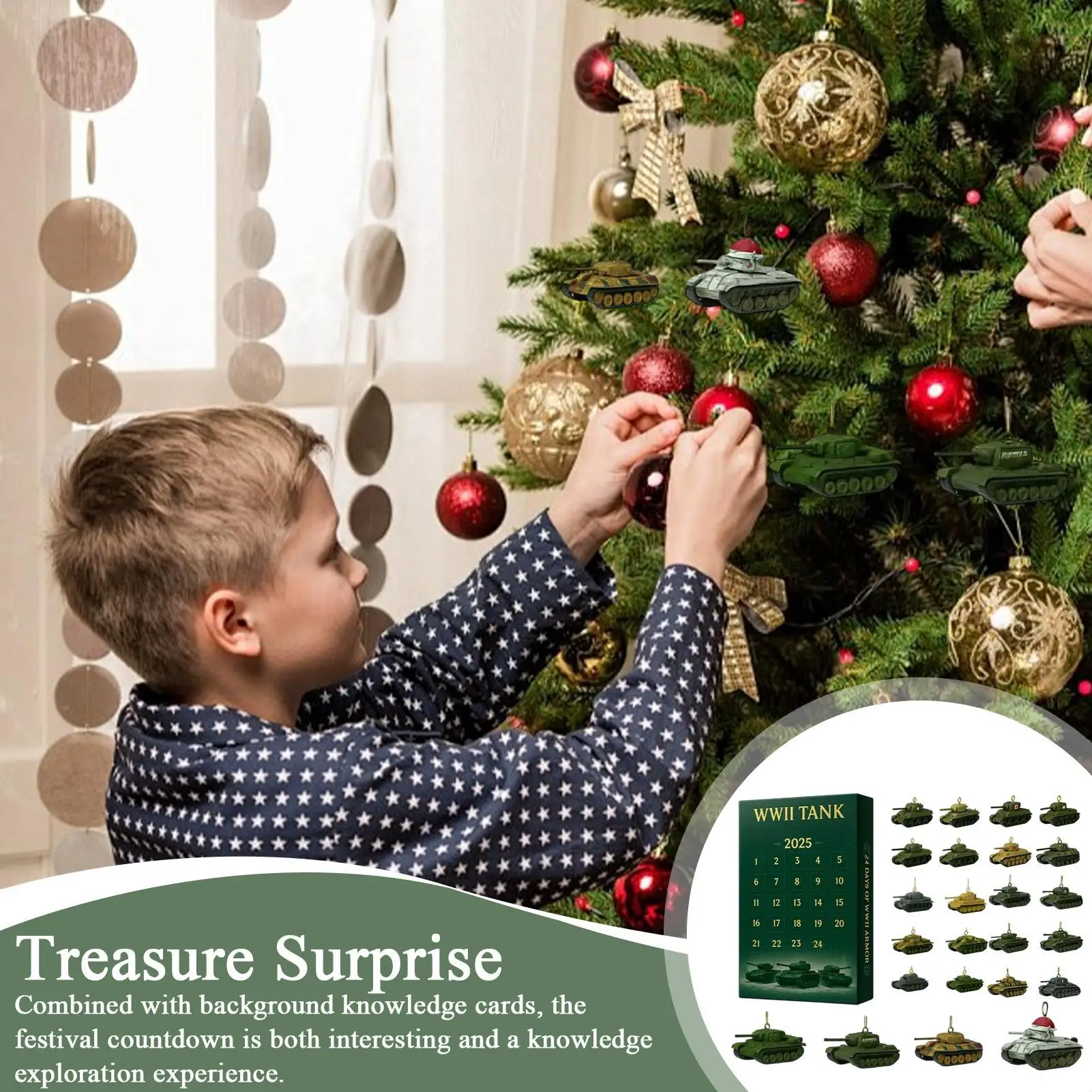 Advent Christmas Calendars 24-Day 2D Acrylic 2025 Collectible Advent Iconic Tank Ornament Calendar For Wall Window Door Tree