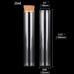 Set of 24 Glass Test Tubes with Cork Stoppers (25ml-100mm)