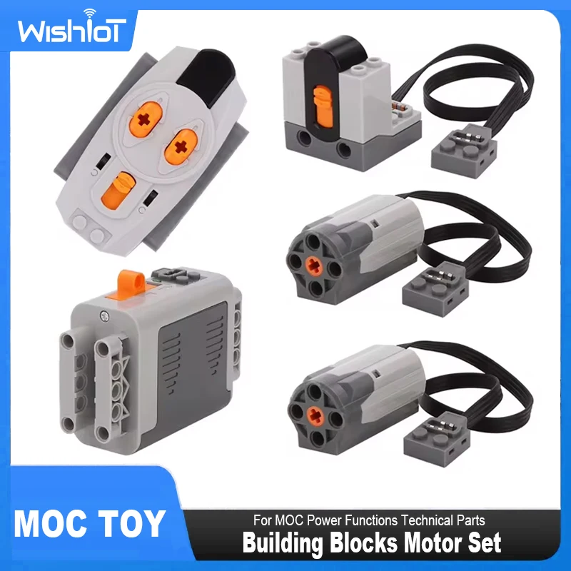 Power Functions Set 5pcs M Motor Battery IR Remote Receiver Robot Technical Parts legoeds-compatible 8883 8881 8885 RC Car Toy