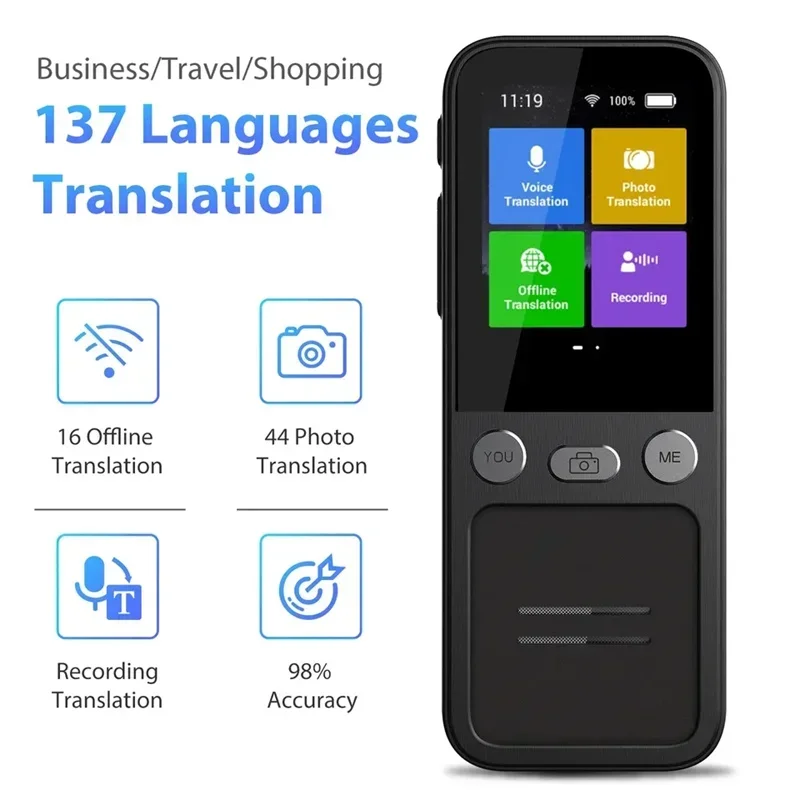 

Portable Instant Intelligent Voice Translation Recording 138 Language Real Time Smart Offline Translation Machine New Translator