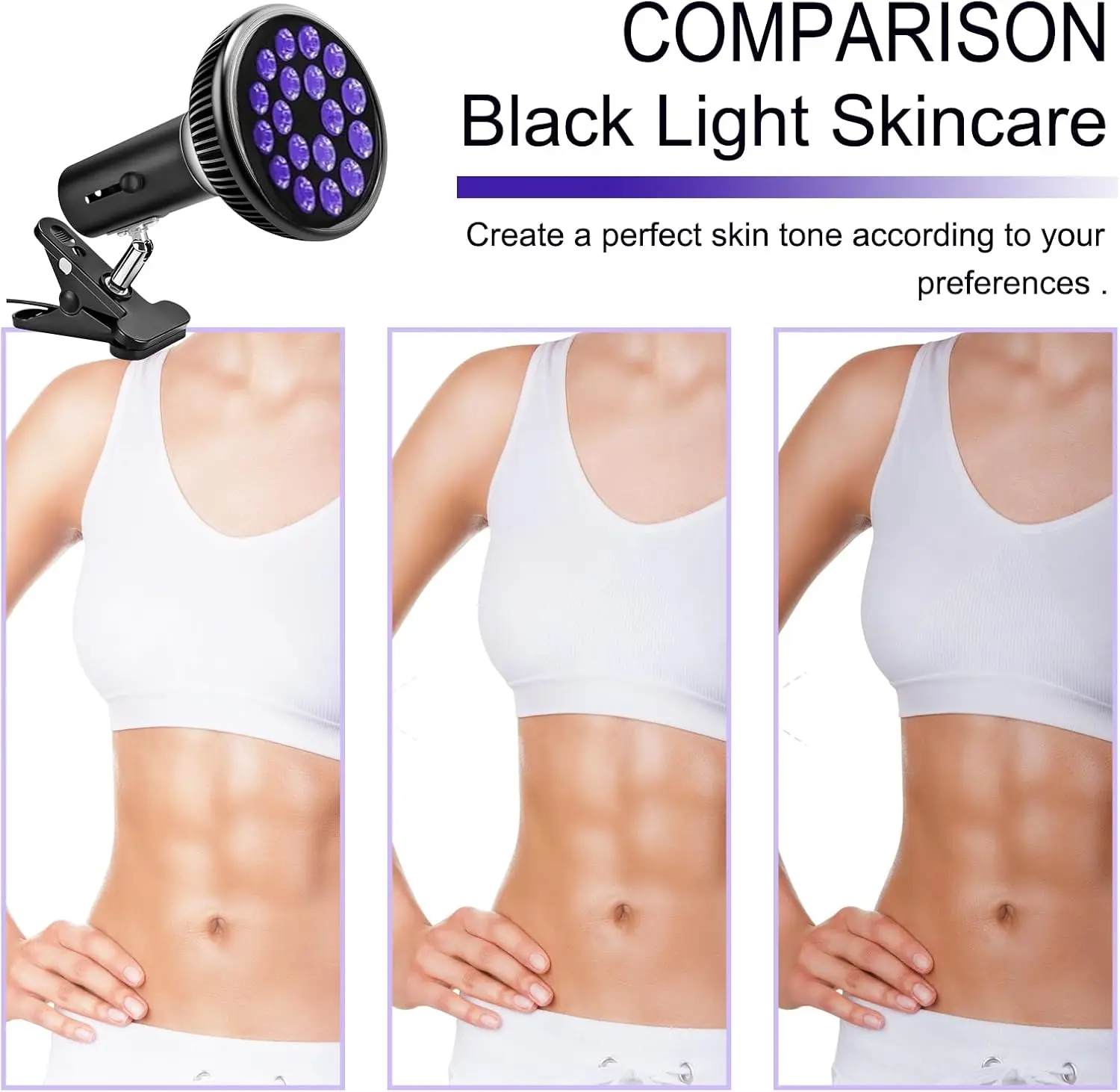 54W Ultraviolet Tanning Lamp 395nm 18PCS LEDS 300&deg; Rotating Adjustable Clip Type