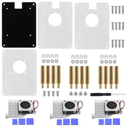 Transparent Acrylic Raspberry Pi 5 Case with PWM Cooling Fan and Stackable Design (3 Layer-Cooler)
