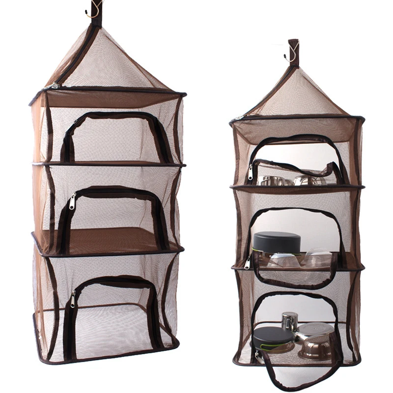 Outdoor Folding Drying Net Multi-functional Storage Basket Fruit Vegetable Herb Fish Hanging Mesh Camping Tableware Drying Rack 3