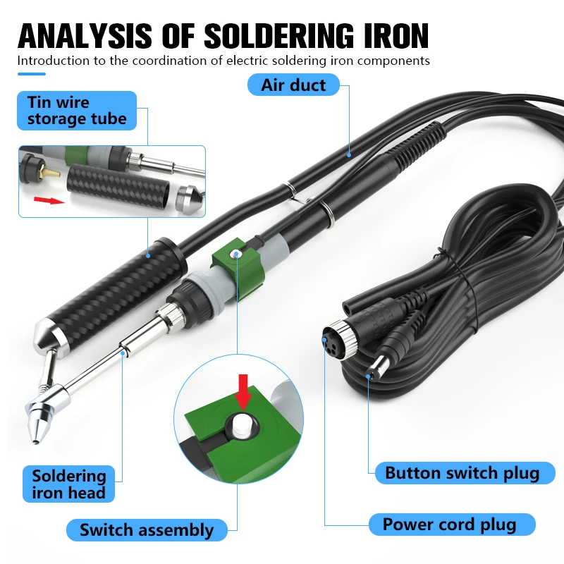 T12A Suction Tin Gun Desoldering Station Hot Air Gun Soldering Iron Suction Pen Intelligent STM 32 Soldering Station 5