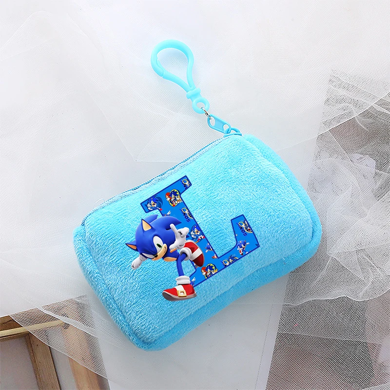 thumbnail image 1 of Monedero pequeño de peluche de Sonics Boys, bolso de lona con letras, estuche para llaves, bolso de mano con dibujos animados de anime, regalos de cumpleaños para niños, 1 of 5