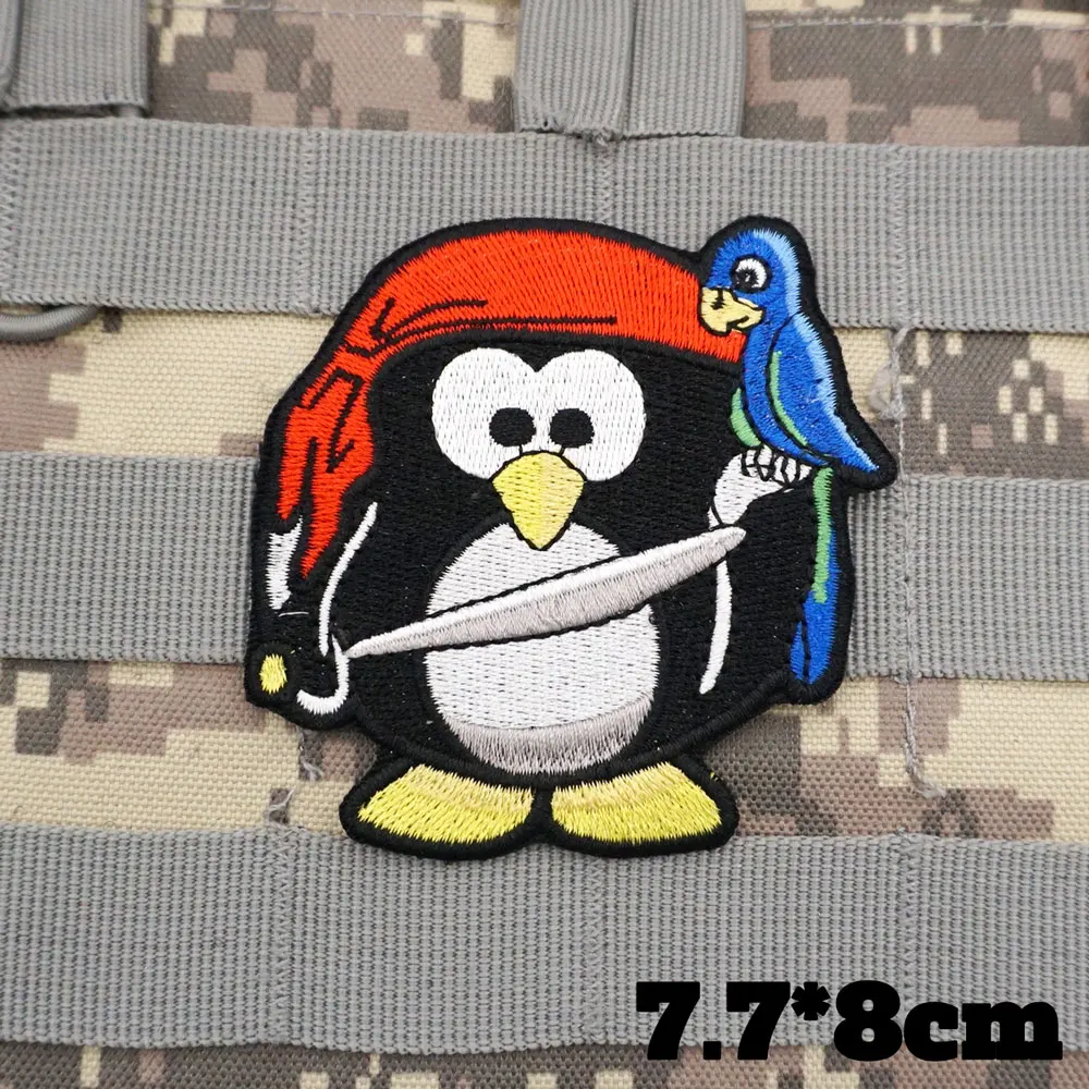 Penguin Morale patch Military Tactical Embroidered Patches Armband Backpack  Badge with Hook Backing for Clothing