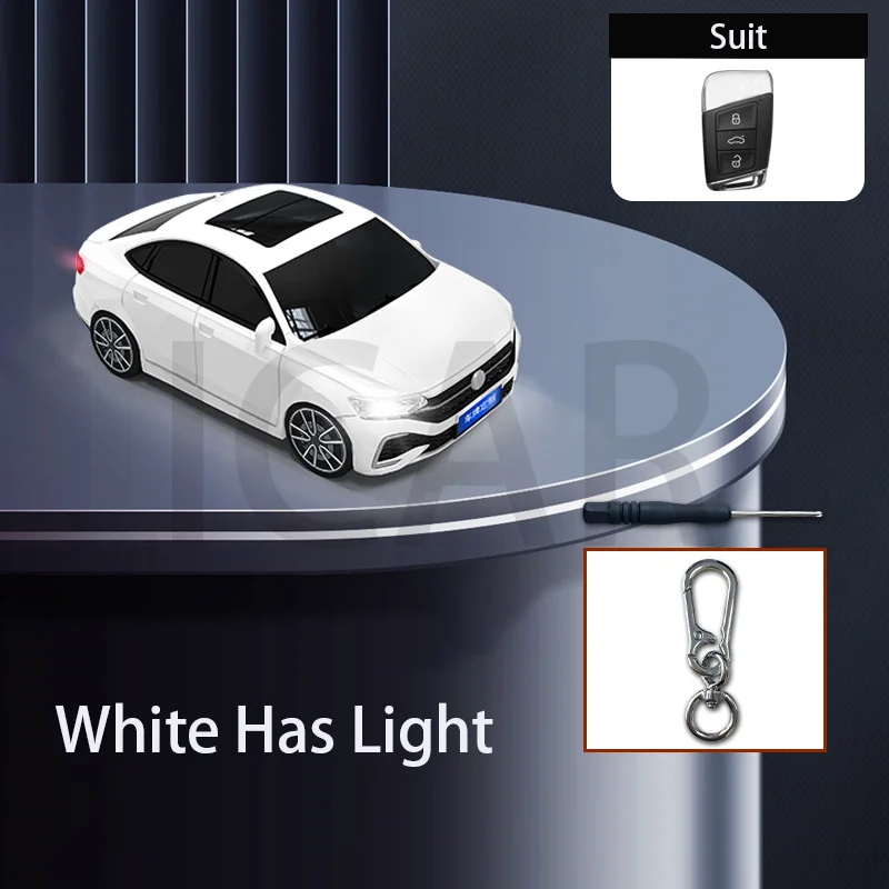 Custodia In Pelle PU Per Chiave Volkswagen (Arteon, Atlas, Golf, Tiguan) E Skoda - Bianco