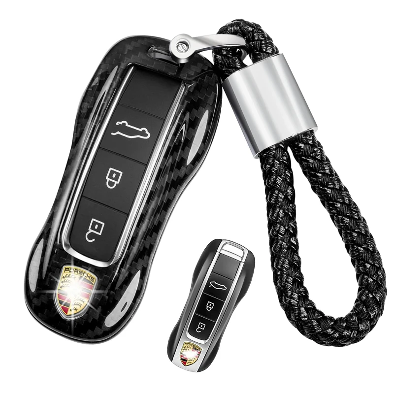 Cover Portachiavi Per Porsche, Custodia Protettiva In Fibra Di Carbonio Per Porsche 2018-2023 Carrera Panamera Taycan Cayenne 911