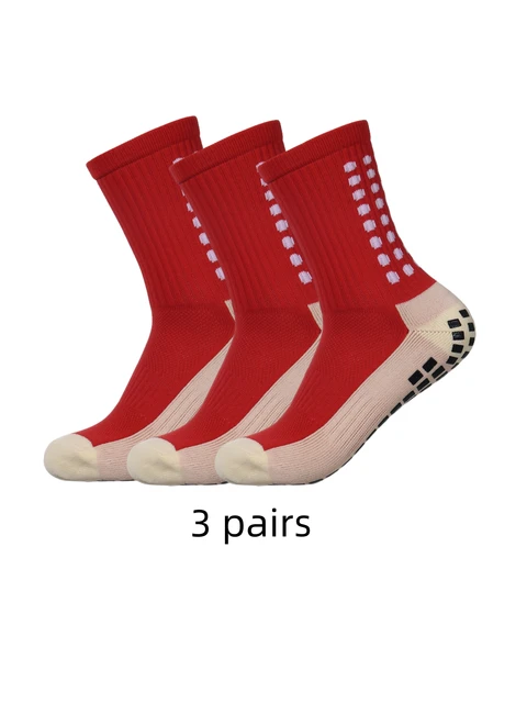 3 pairs of anti-skid classic sports socks with adhesive points, football socks 4