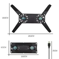 Refroidisseur d'ordinateur Portable de haute qualité, pliable, silencieux, alimenté par USB, avec Double ventilateurs, pour ordinateur Portable de 7 à 15 pouces 6
