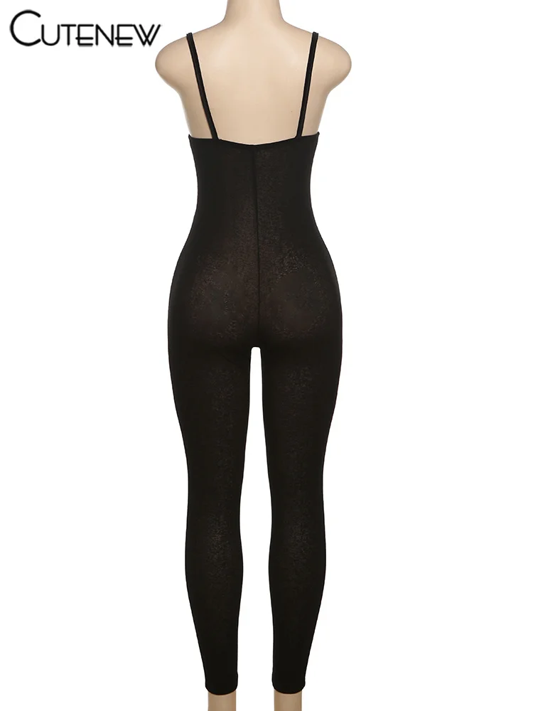 Sexy Hollow Jumpsuits Women Classic Solid Summer Thin See Through Backless Cleavage Body-shaping Overalls Lady Clubwear