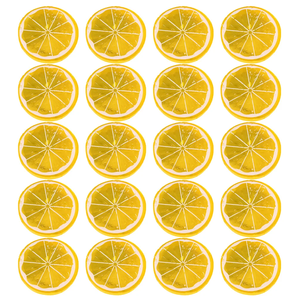 20 Pcs Artificial Fruits and Vegetables Imitation Lemon Slice Plastic Fake Slices Simulation Lemon Ornament Inflatable Decors Limes Lemons