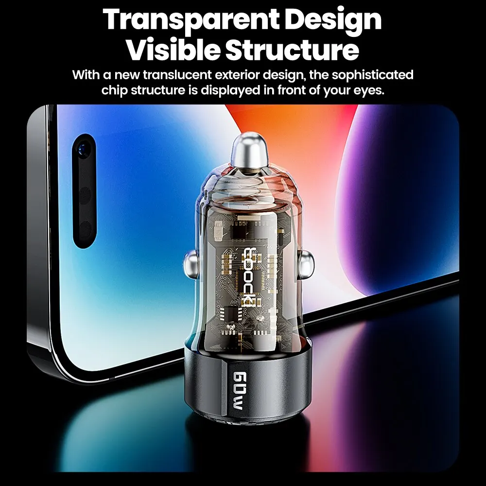 Toocki 60W Car Charger 30W Quick Charge Transparent Case PD 27W for iPhone 15 14 13 12 Xiaomi Poco Samsung Fast Charger Charging Best Sellers In Phones Accessories