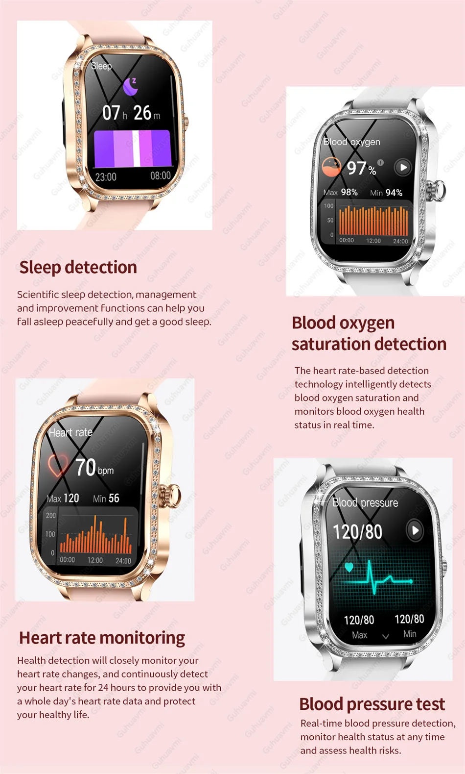 Neue Frauen SmartWatch Gebogene Bildschirm Männer Uhren Bluetooth Anruf Sport Frauen Körperliche Gesundheit IP68 Dame Smart Uhr Für Android iOS – Detail 8