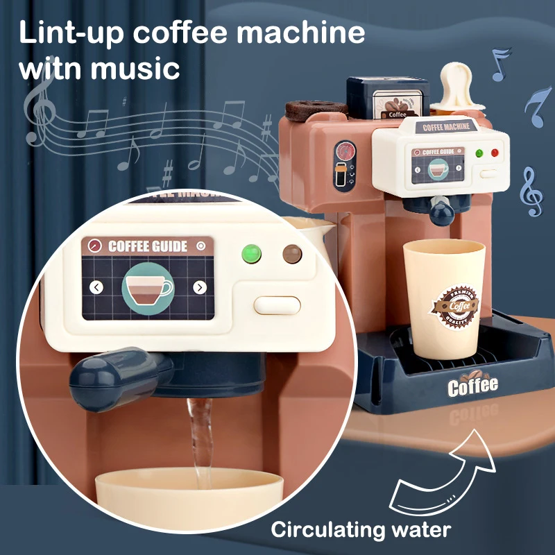 Misco Toys Kids Coffee Maker Pretend Playset Appliance, Children Educational Early Learning Play Toys, Real Life Sounds and Lights, Great Gift Ages