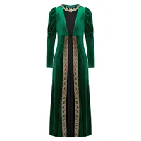 Robe de princesse médiévale en velours pour filles, manches longues, robe rétro Renaissance, robe longue romaine de prairie, fête d'Halloween et de carnaval 3