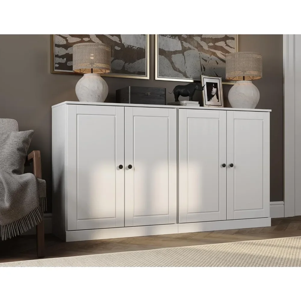 64" Sideboard W/Raised Panel Doors, Black, 64" W X 35.75" H X 15.5" D, Renewable Eco-Friendly Wood, Solid Wood Sideboard